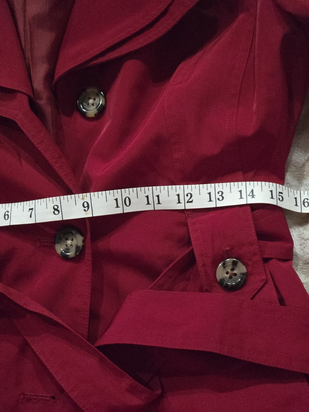 London Fog Womens Wine Red Trench Coat with Belt And Hood - Picture 10 of 10
